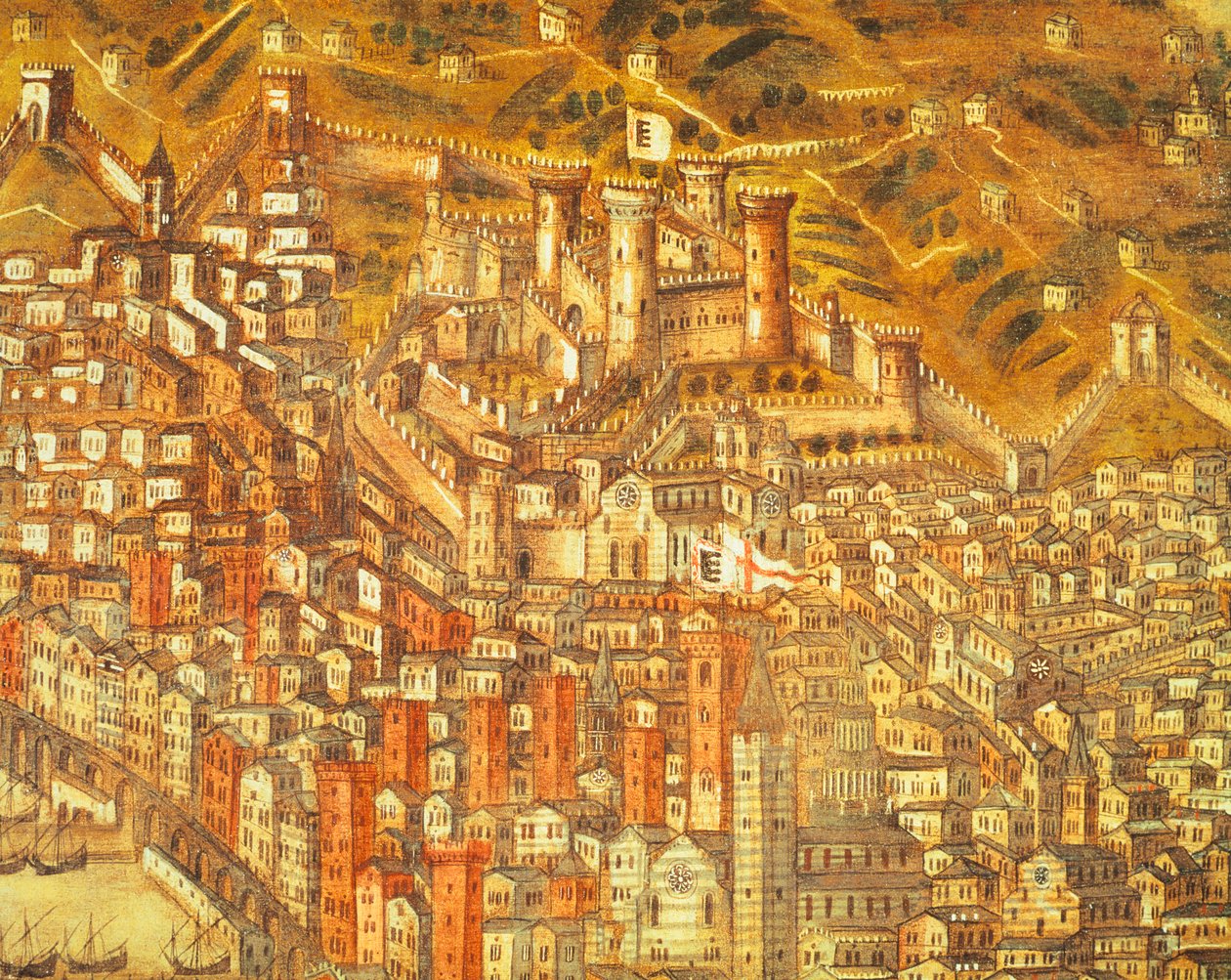 Veduta di Genova e del suo castello (dettaglio) 1597 da Cristoforo de Grassi