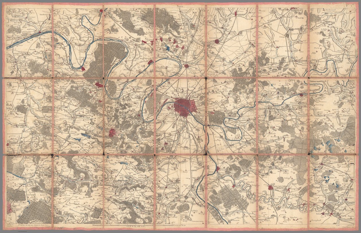 Carta geometrica della Francia, di Cassini, Parigi (0134002) da Cesar Francois Cassini de Thury