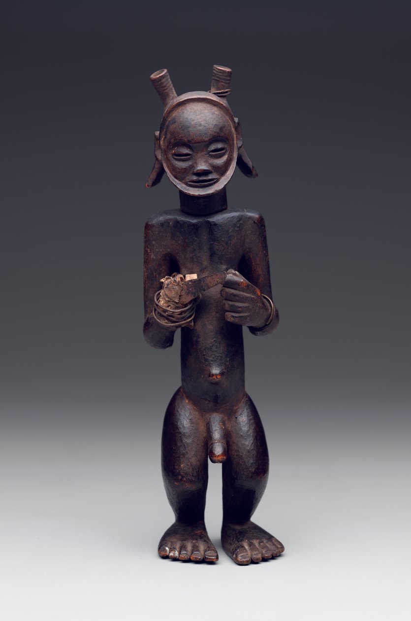 Contenitore rituale a forma di figura maschile in piedi da Culture Chokwe