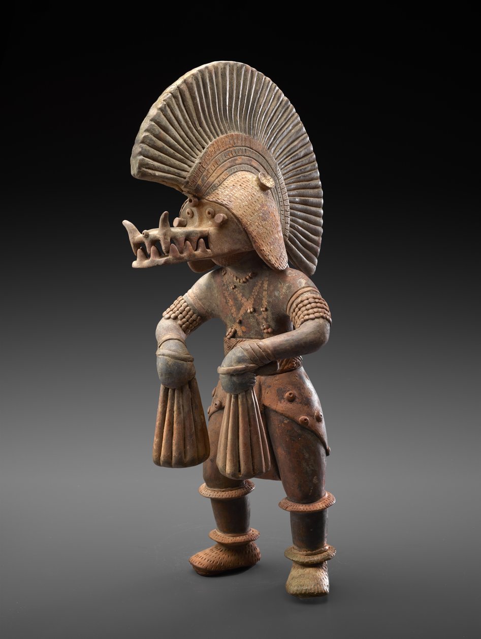 Danzatore con elmo di coccodrillo, 300 a.C.-300 d.C. da Culture Colima