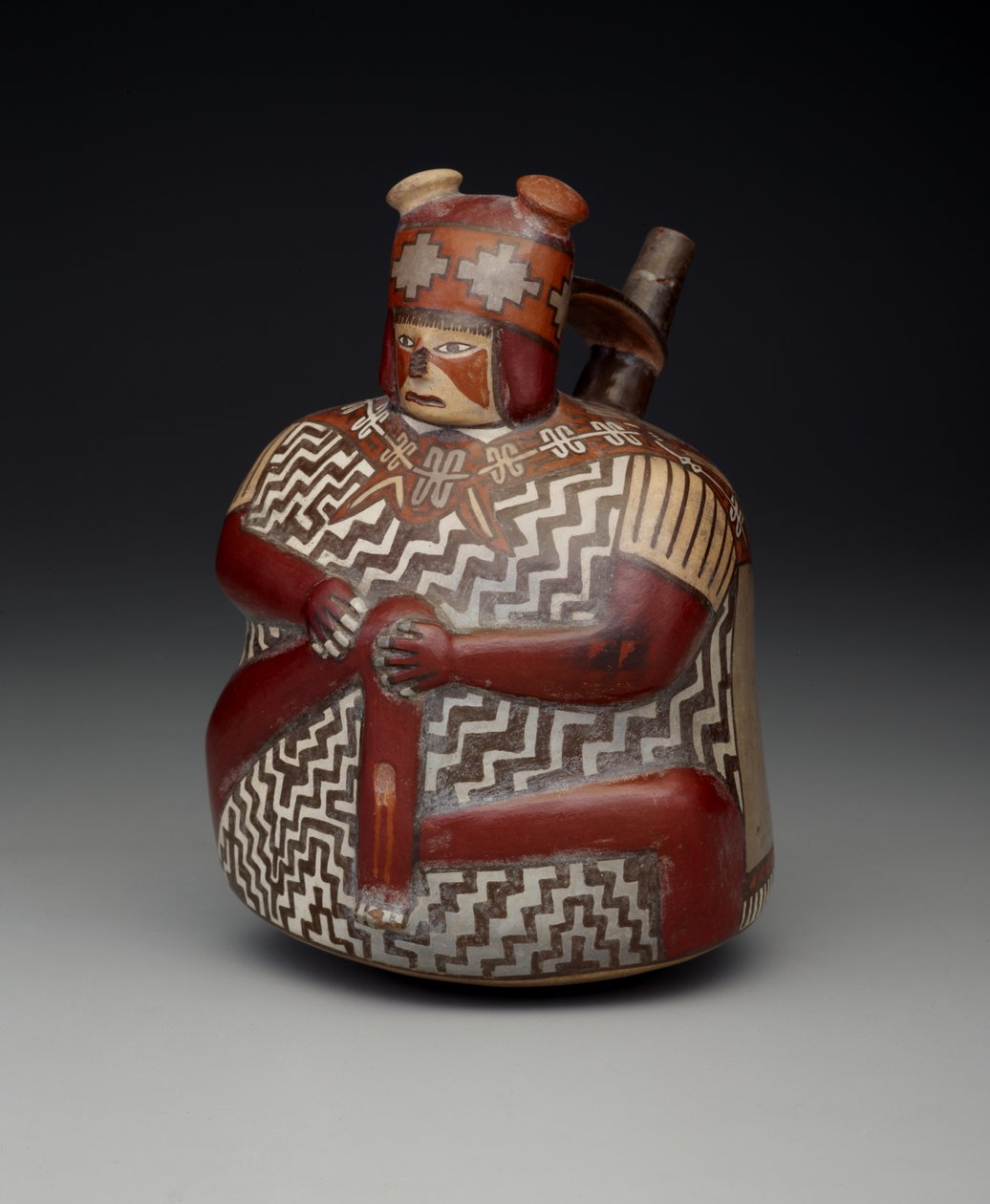 Vaso raffigurante un guerriero ferito da Culture Nazca
