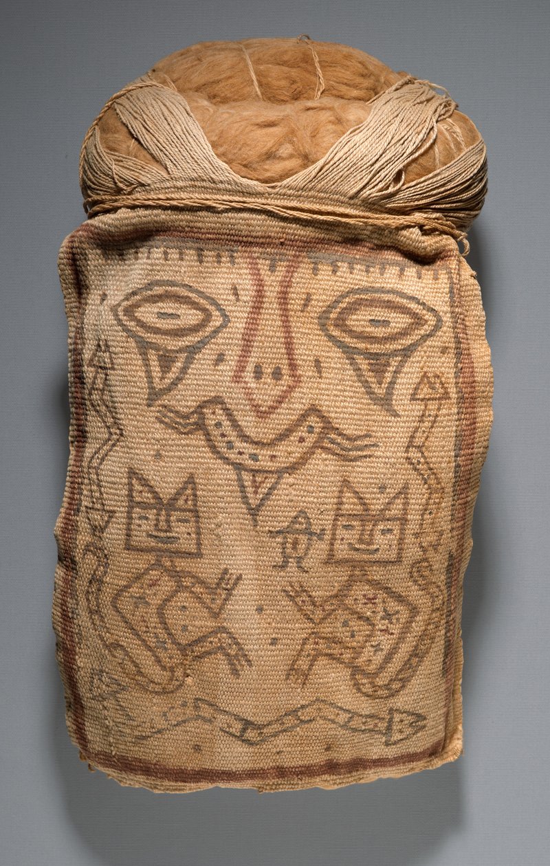 Falsa testa per fascio funerario o maschera di mummia da Culture Paracas