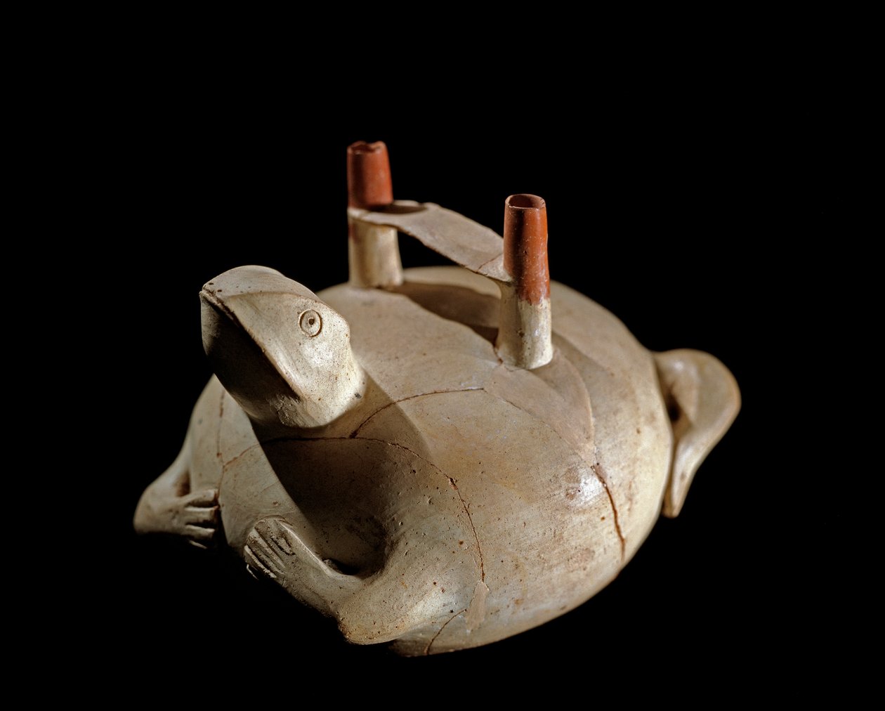 Arte precolombiana, civiltà Paracas (Perù): vaso a forma di rana. 800-200 a.C. Lima, Museo Nazionale di Antropologia e Archeologia da Culture Paracas