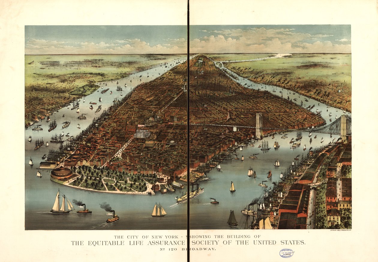 La città di New York da Currier and Ives Equitable Life Assurance Society Of The United States