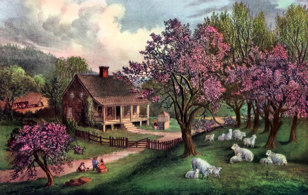 Fattoria americana in primavera, 1869 da Currier and Ives