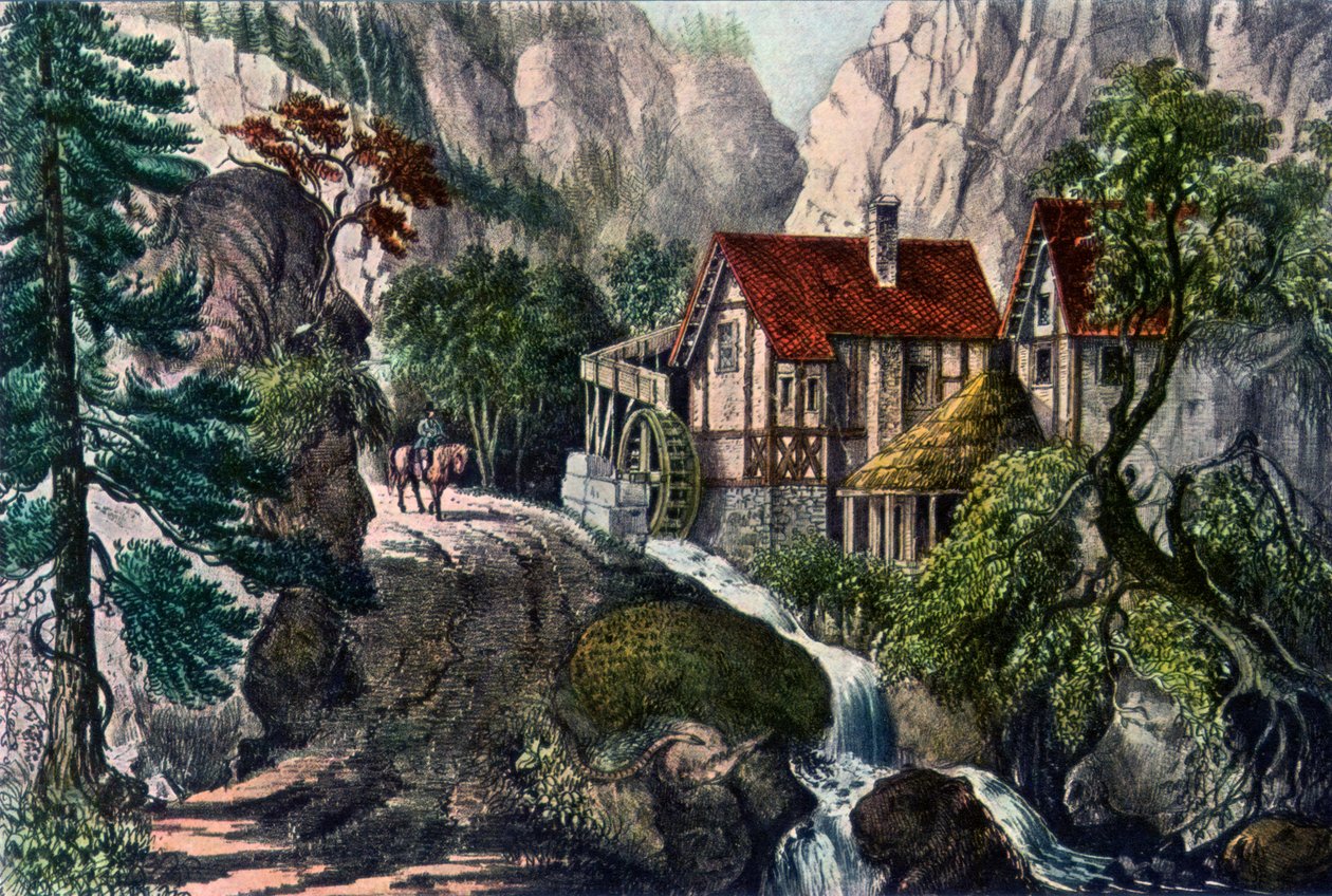Vecchio mulino svizzero, 1872 da Currier and Ives