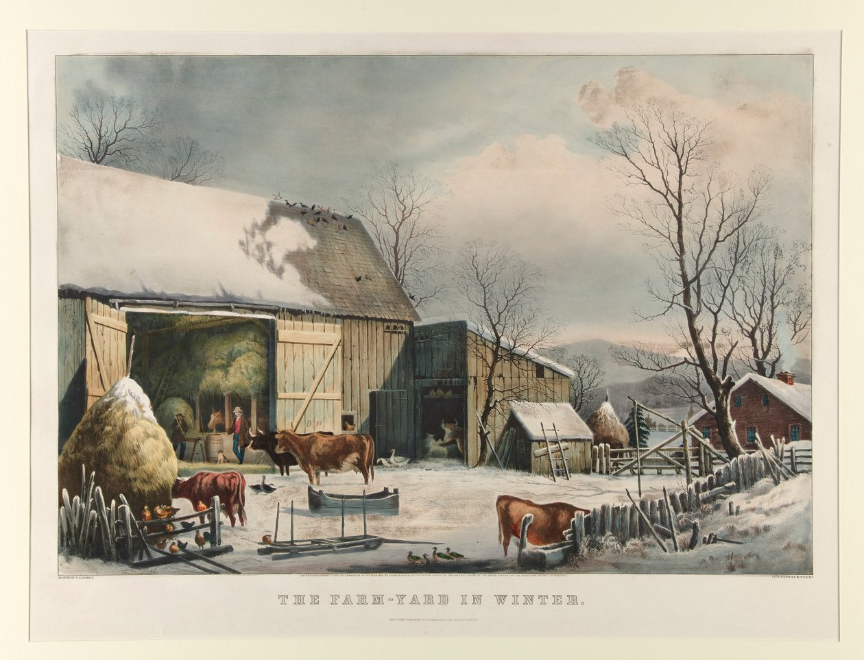 Il cortile della fattoria in inverno da Currier and Ives