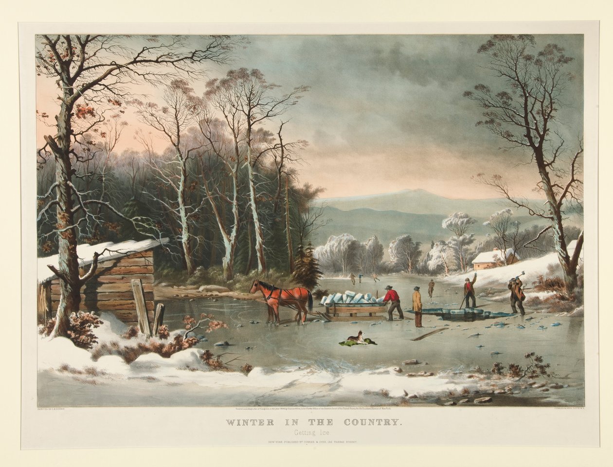 Inverno in campagna. /Raccolta del ghiaccio da Currier and Ives