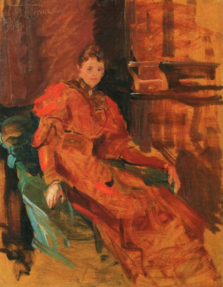 Signora in abito rosso da Curt Herrmann