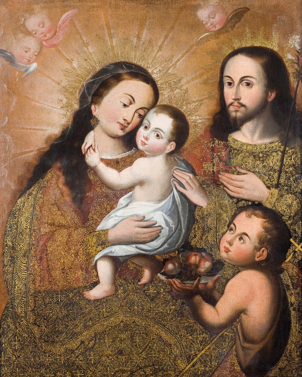 Sacra Famiglia con San Giovanni e un cardellino da Cuzco School
