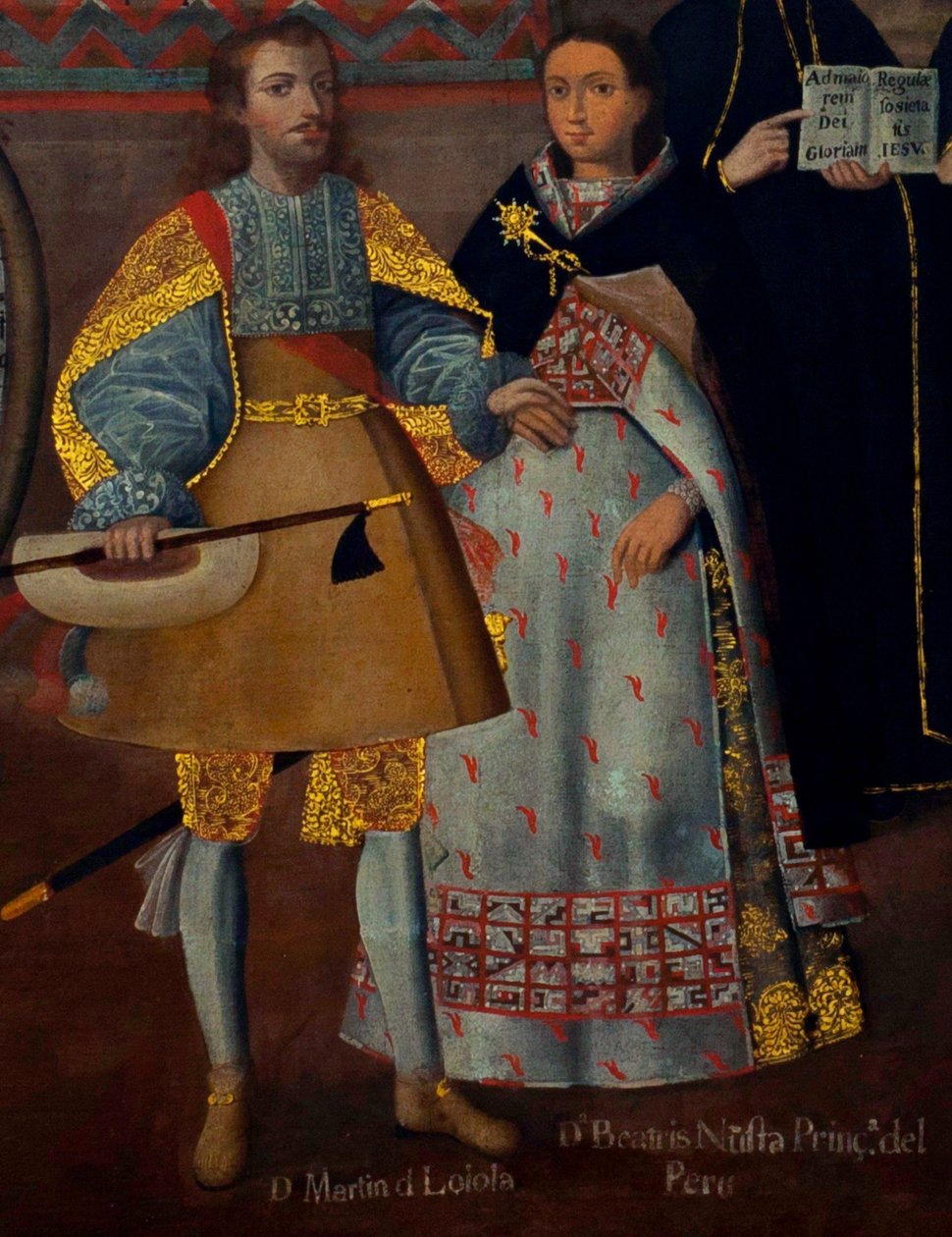 Matrimonio di Martín de Loyola con Doña Beatriz Ñusta e di Don Juan Borja con Lorenza Ñusta (Loyola e Coya). da Cuzco School