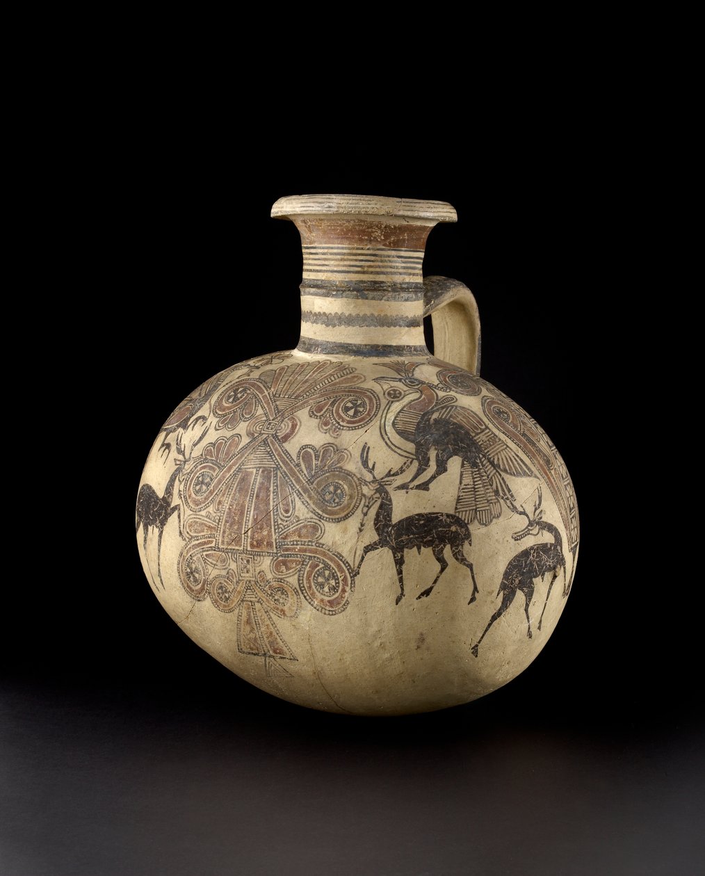 Brocca a botte cipriota raffigurante uccelli e cervi, VII-VI secolo da Cypriot