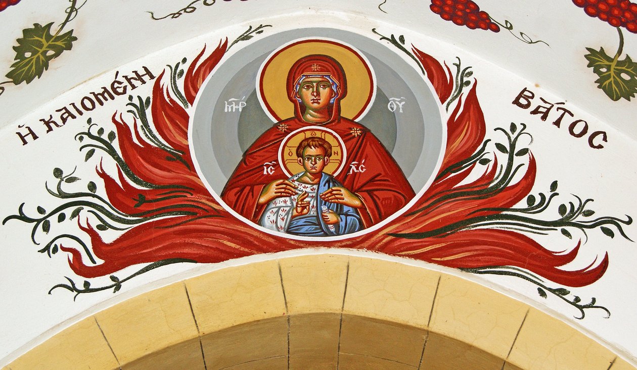 Madonna e bambino circondati dalle fiamme, Cipro da Cypriot