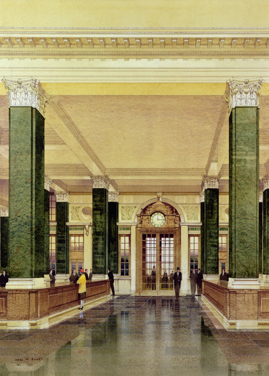 Interno della Midland Bank, Londra da Cyril Farey