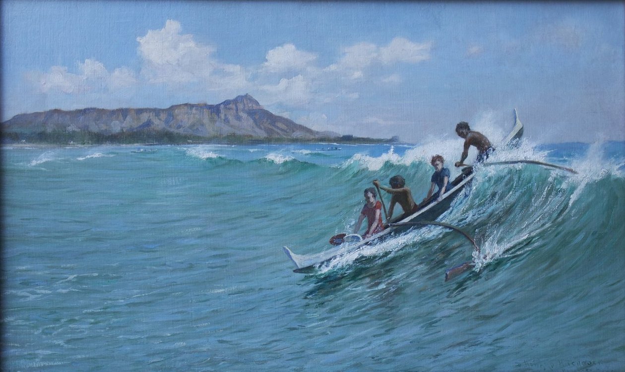Canoa surf a Waikiki da D. Howard Hitchcock