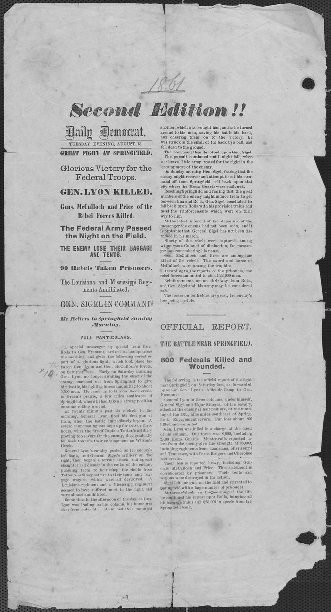 Contiene il resoconto della Battaglia di Wilson