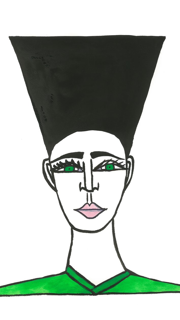 Capelli afro, 2024 (penna e pittura su carta) da Daisy de Villeneuve