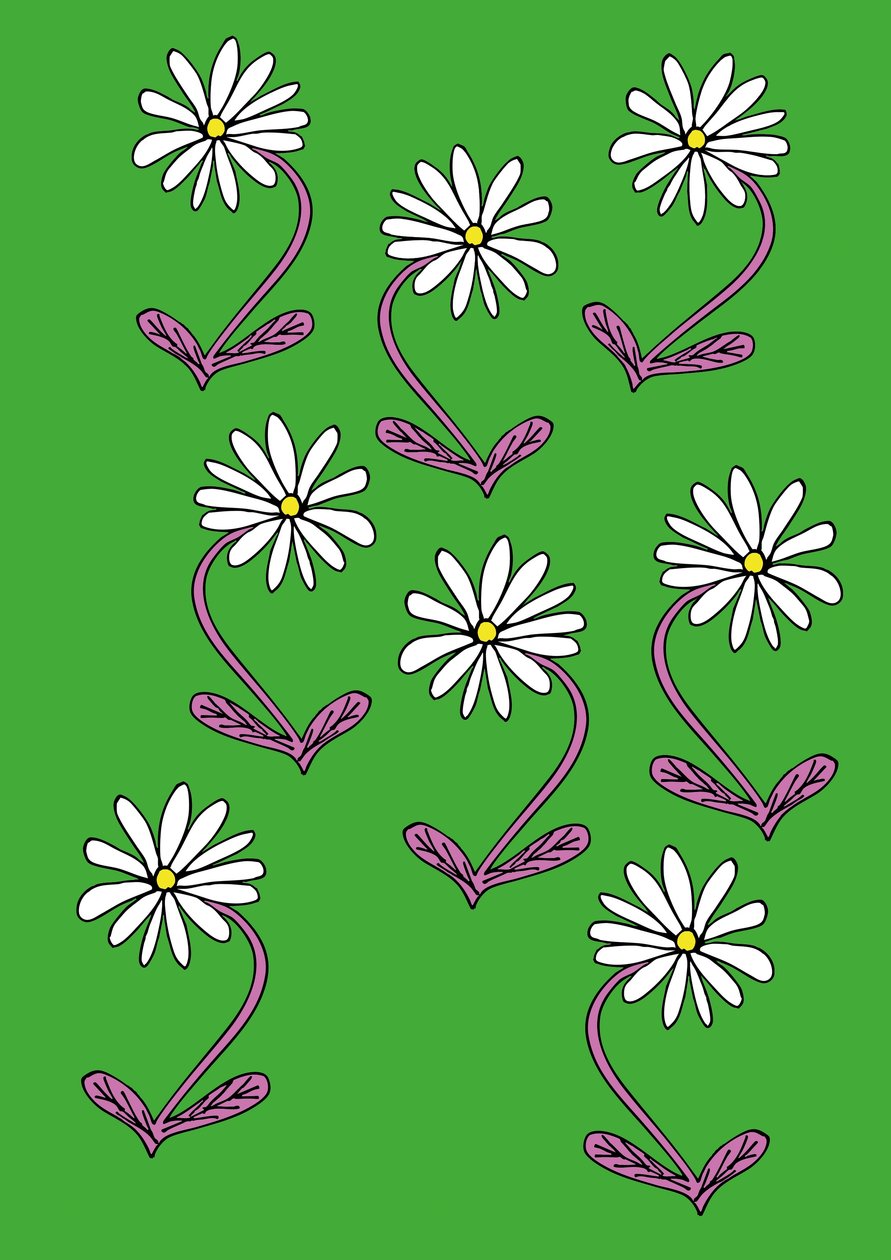Margherite ripetute su sfondo verde (digitale) da Daisy de Villeneuve