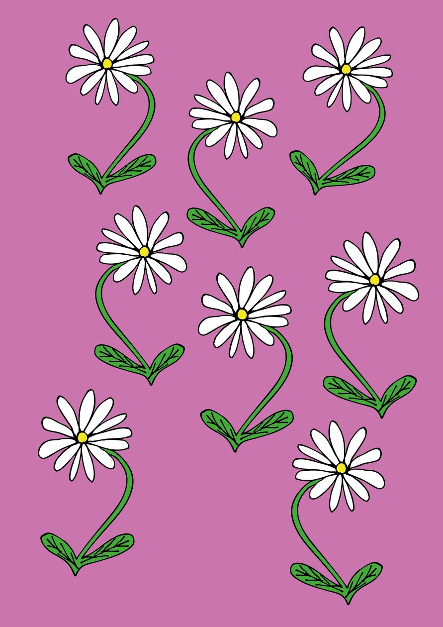 Margherite ripetute sfondo rosa (digitale) da Daisy de Villeneuve