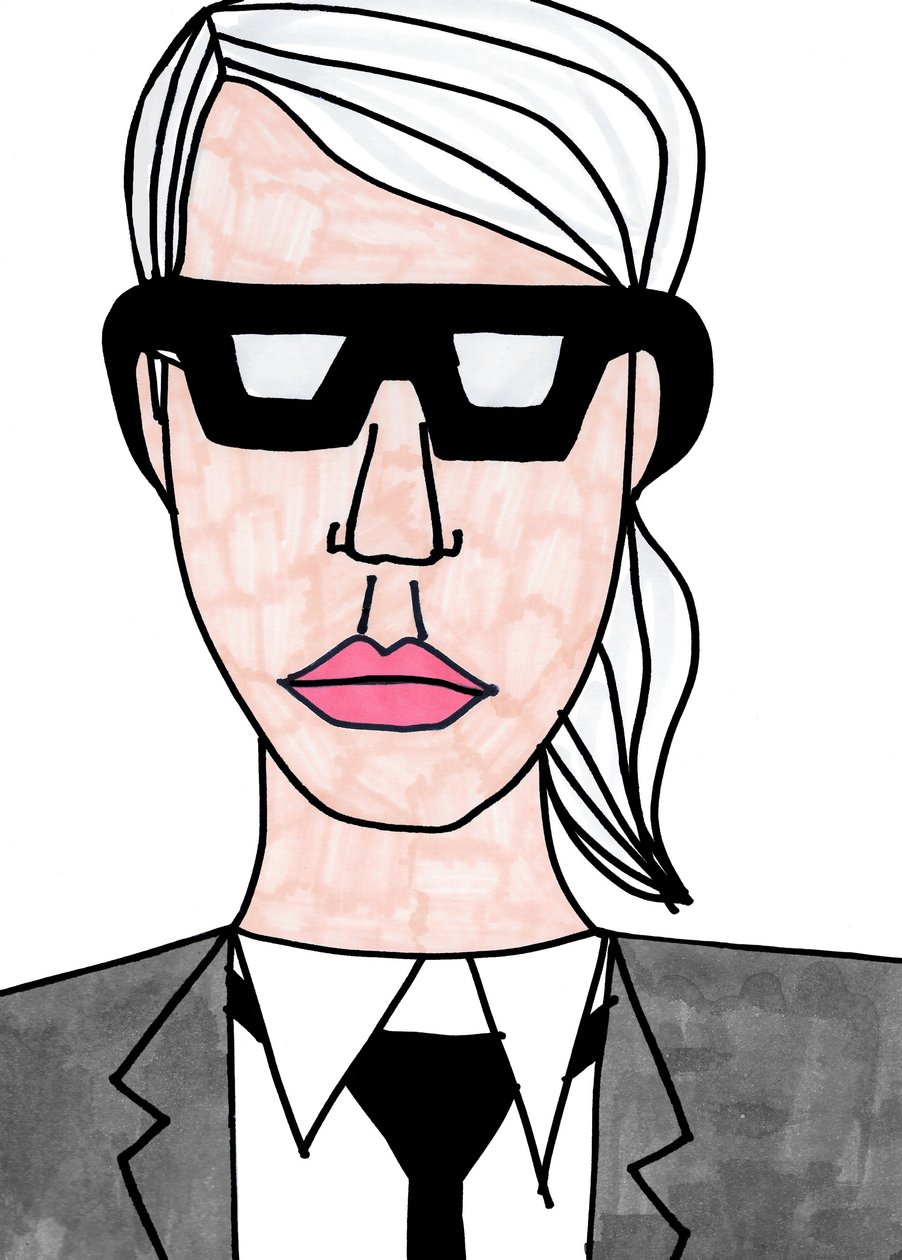 Karl Lagerfeld (pennarello su carta) da Daisy de Villeneuve