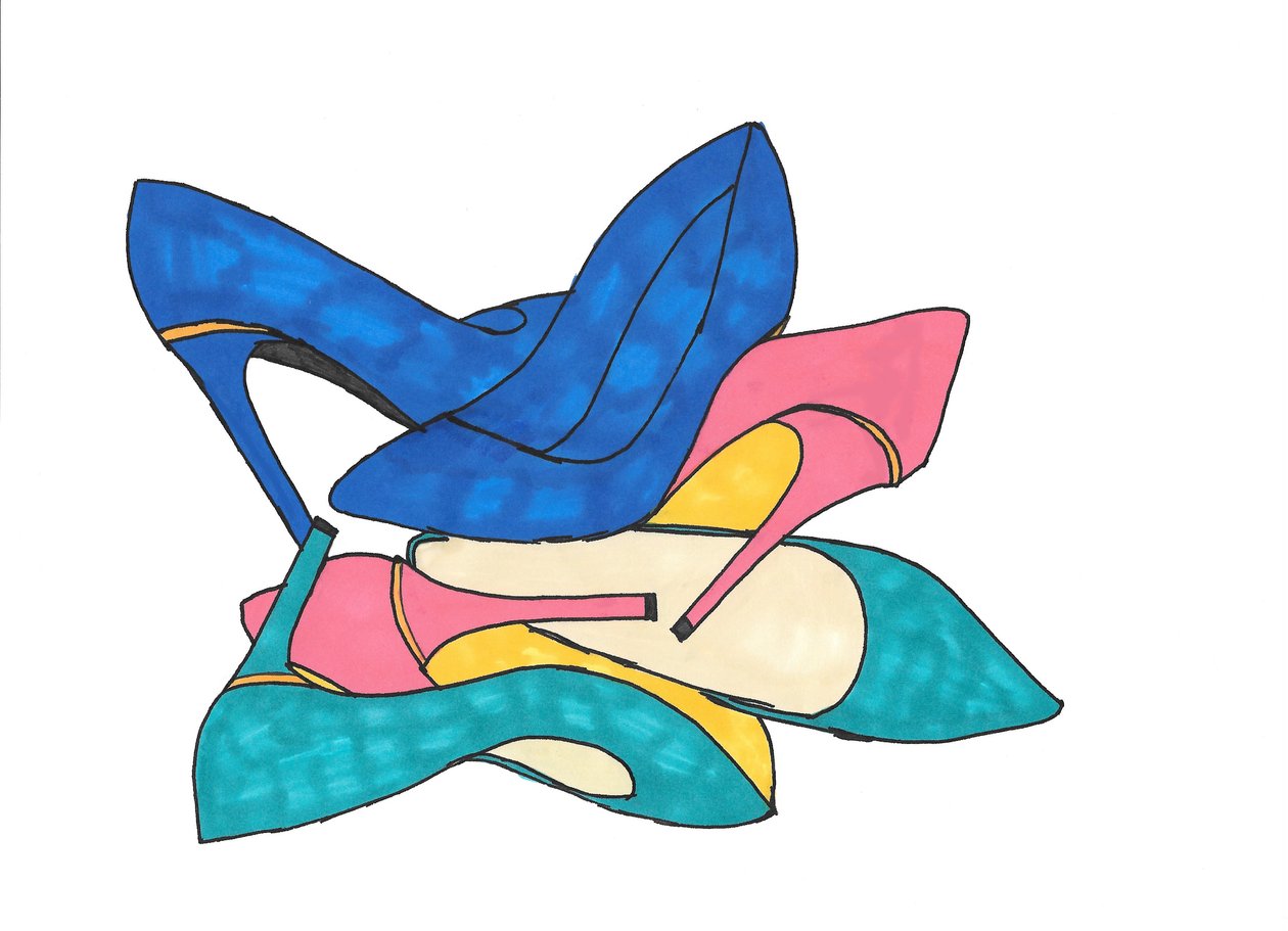 Scarpe, 2016 (pennarello su carta) da Daisy de Villeneuve