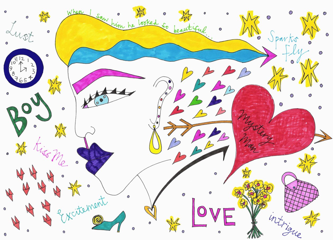 Sparks Fly, 2017 (pennarello su carta) da Daisy de Villeneuve