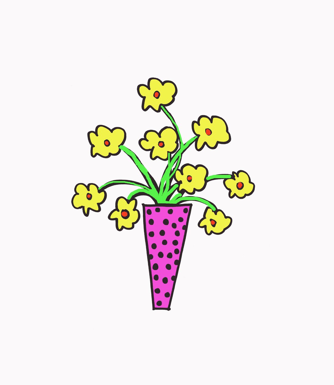 Vaso di fiori (penna su carta e Photoshop) da Daisy de Villeneuve