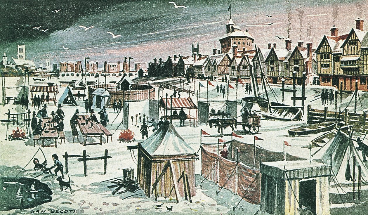 Fiera del gelo sul Tamigi (litografia a colori) da Dan Escott