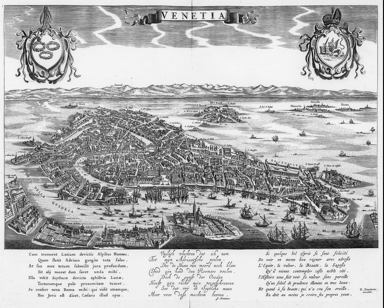 Piano di Venezia con tre testi in latino, olandese e francese da Dancker Danckerts