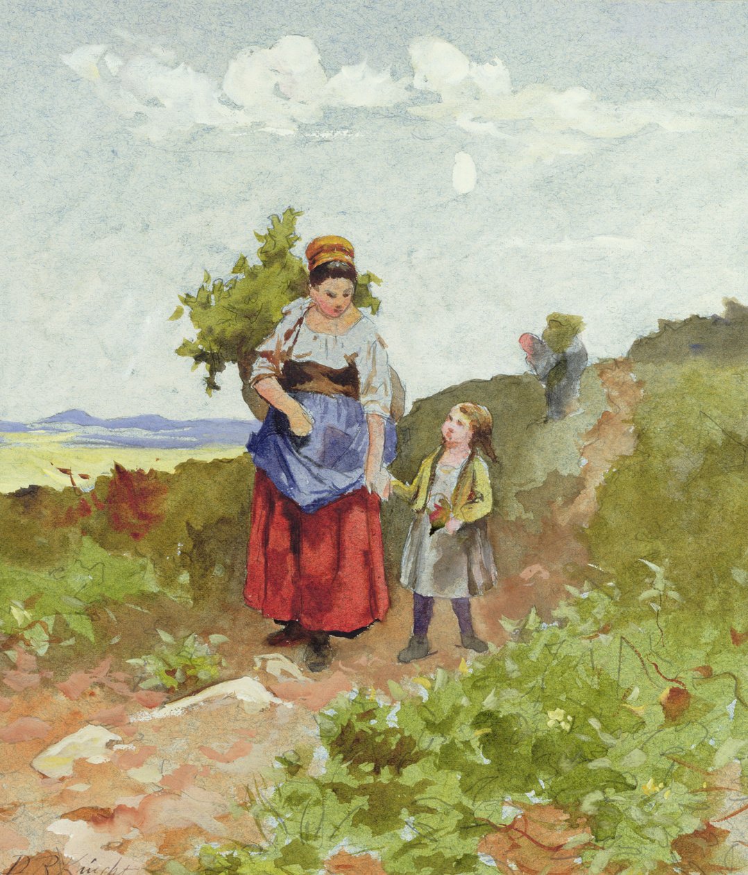 Contadini francesi su un sentiero da Daniel Ridgway Knight