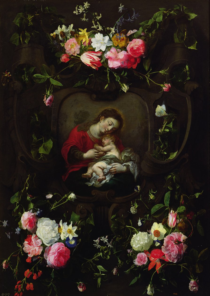 La Vergine e il Bambino in una ghirlanda di fiori da Daniel Seghers