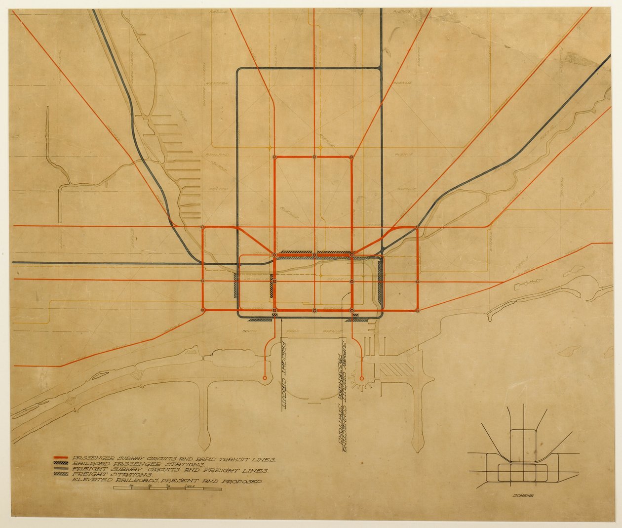 Piano di Chicago, 1909: Diagramma della città, mostrando il sistema completo da Daniel Burnham