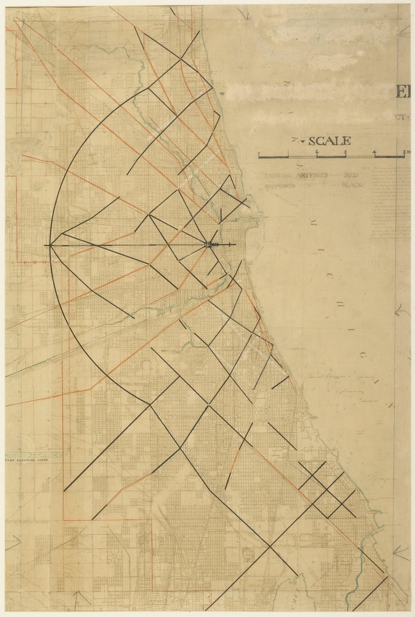 Tavola 91 dal Piano di Chicago, Chicago, Arterie Diagonali Proposte, 1909 da Daniel Burnham