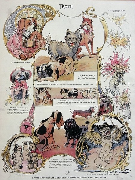 Rappresentazione leggera e umoristica di cani a una mostra canina da Daniel Carter  Beard