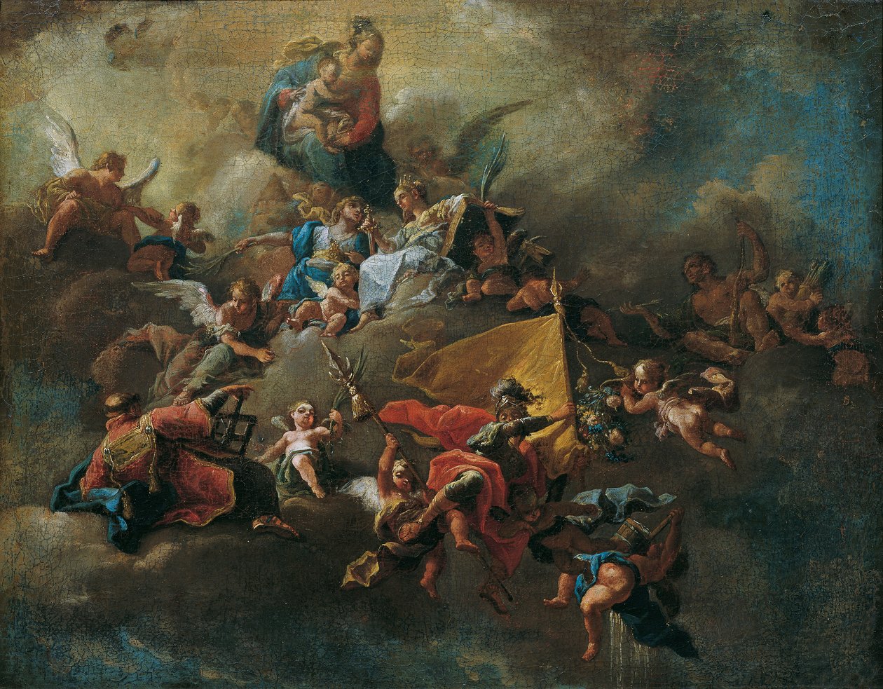 Maria con il bambino e santi, seduta sulle nuvole da Daniel Gran