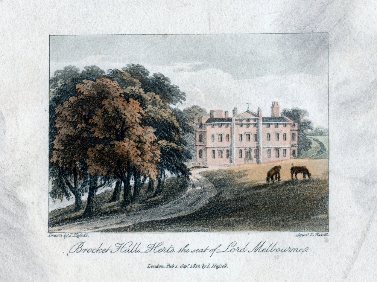 Brocket Hall, Herts, la residenza di Lord Melbourne, 1817 da Daniel Havell