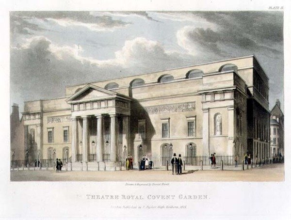 Teatro Reale, Covent Garden, a Londra, progettato da Robert Smirke nel 1809 da Daniel Havell