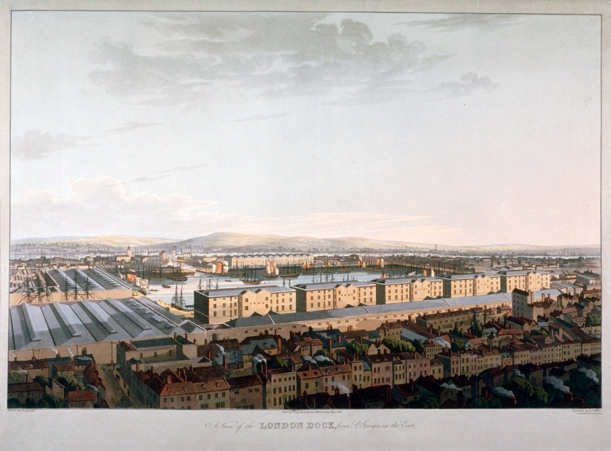 Vista dei Docks di Londra, 1816 da Daniel Havell
