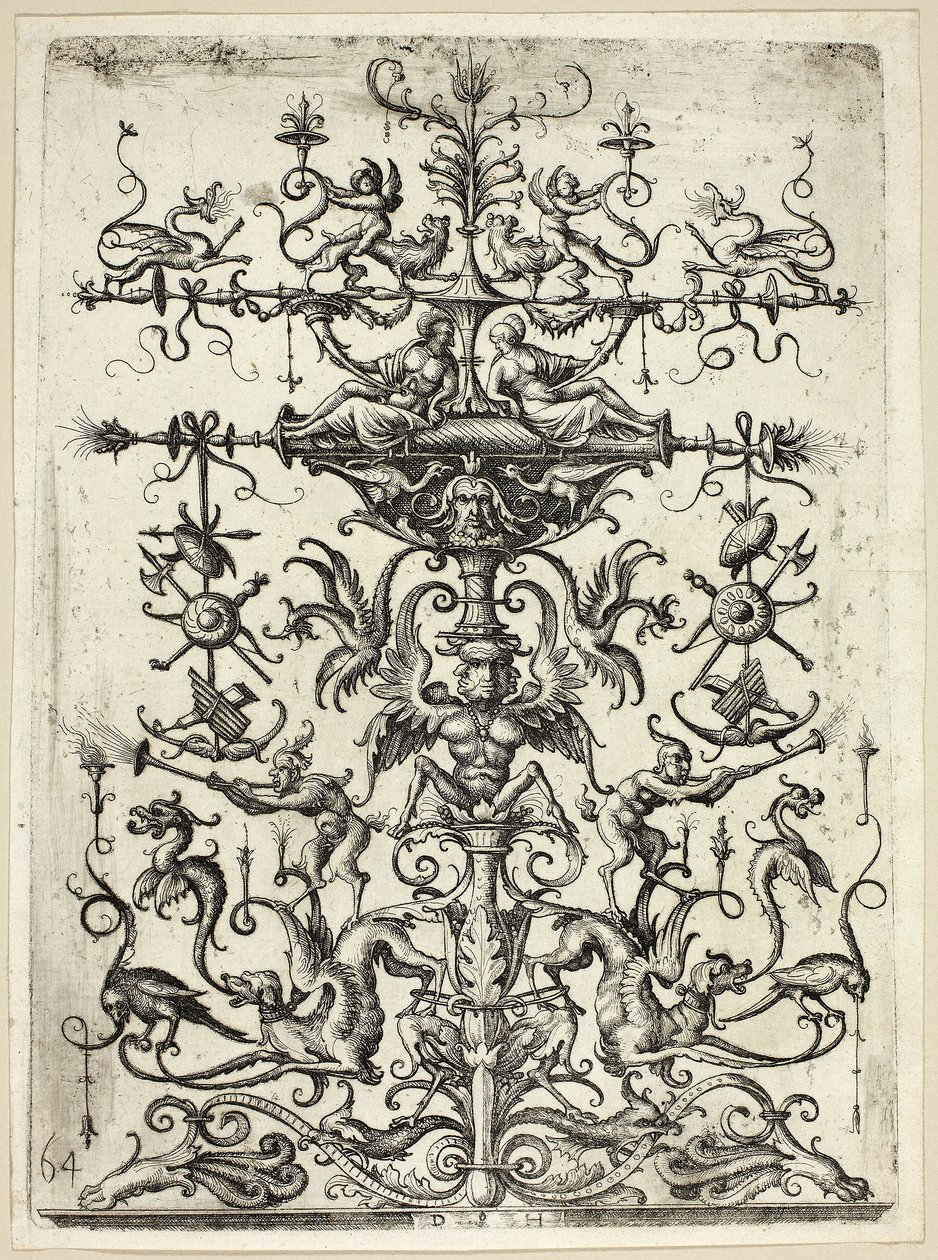 Ornamento con arabeschi, 1526/30, stampato 1684 da Daniel Hopfer