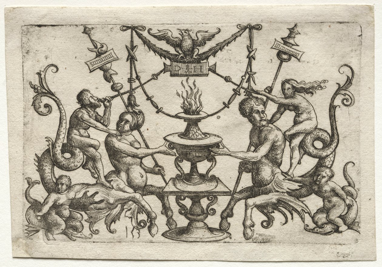 Ornamento con sirena e tritone da Daniel Hopfer
