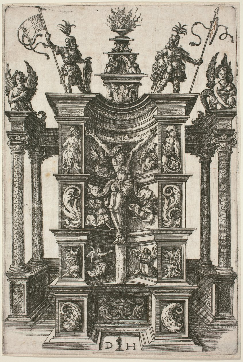 Il Cristo crocifisso in una nicchia decorata da Daniel Hopfer