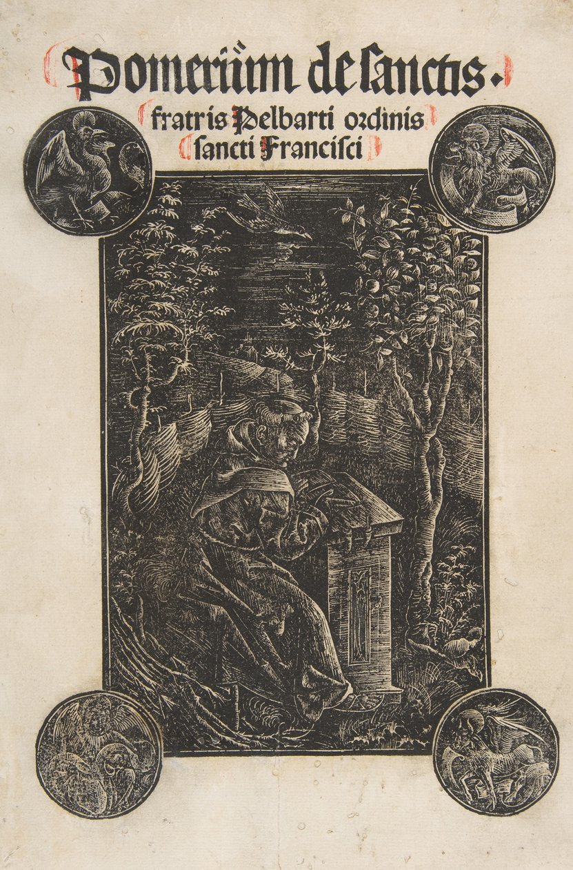 Il francescano Pelbart di Temesvar che studia in un giardino Schr. 2876, 1502 da Daniel Hopfer.