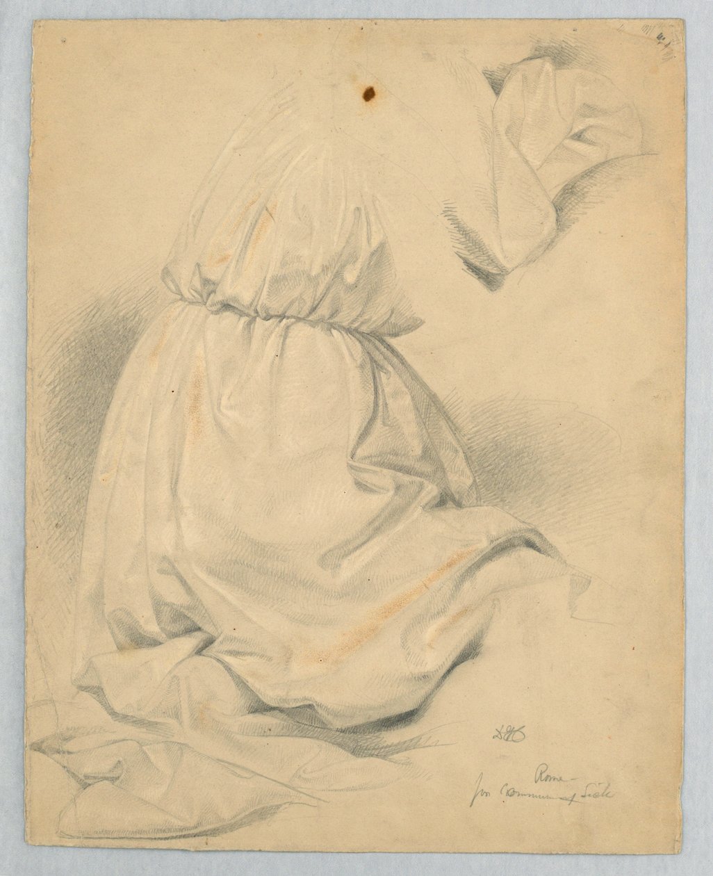 Studio di drappeggio per figura inginocchiata in "Comunione dei malati" da Daniel Huntington