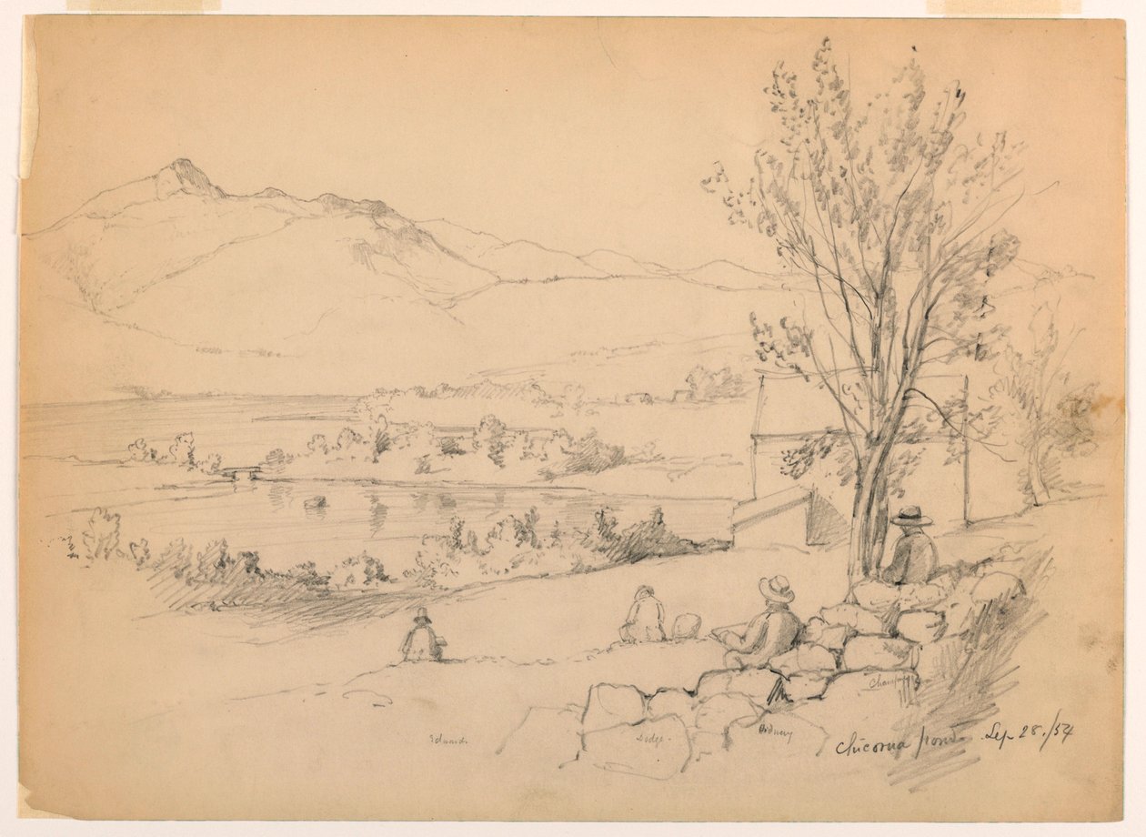 Disegno, Schizzi di artisti a Chocorua Pond, New Hampshire, 28 settembre 1854 da Daniel Huntington