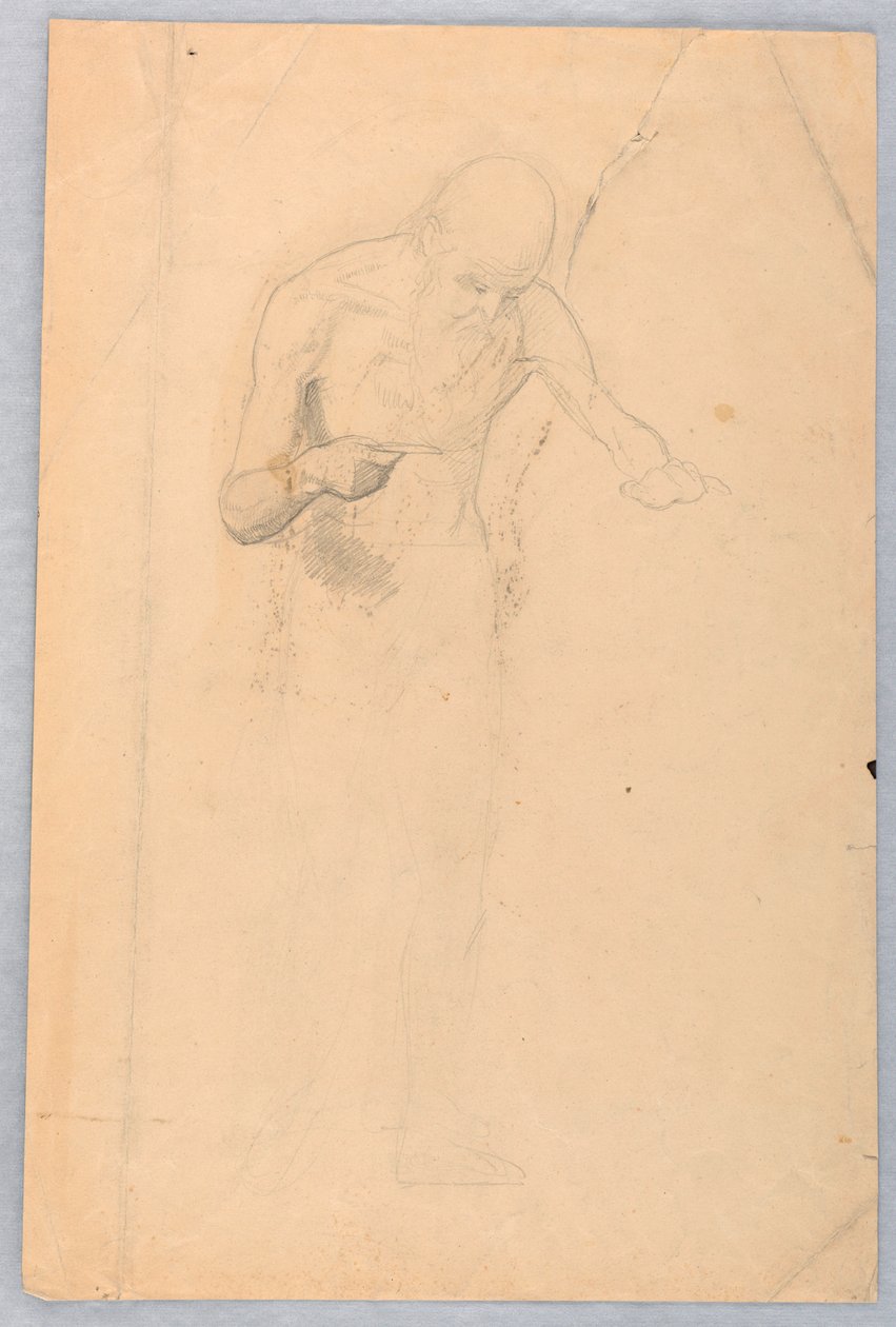 Disegno, uomo barbuto in piedi, 1852 da Daniel Huntington