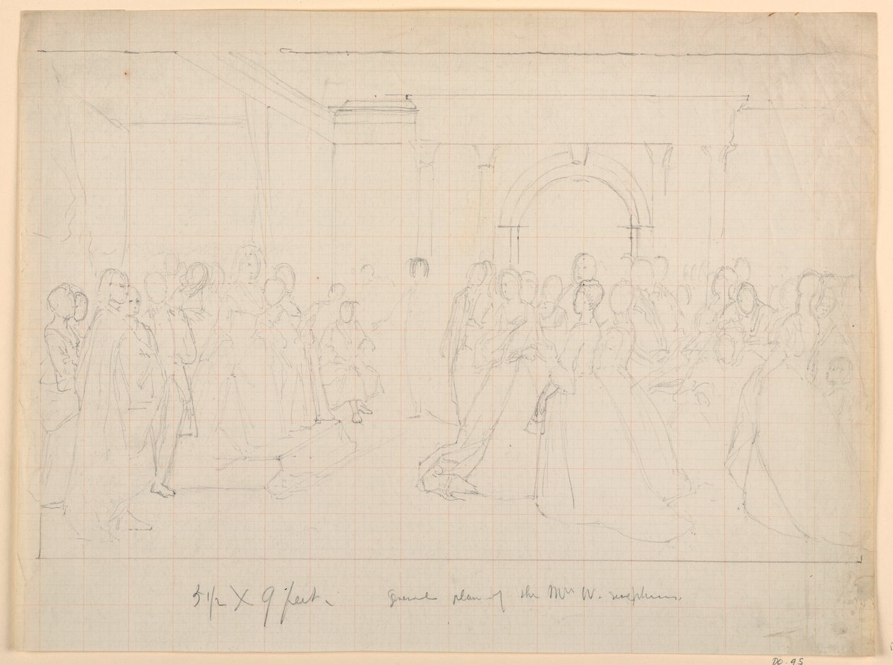 Disegno, piano generale per il "ricevimento di Martha Washington", 1860 da Daniel Huntington