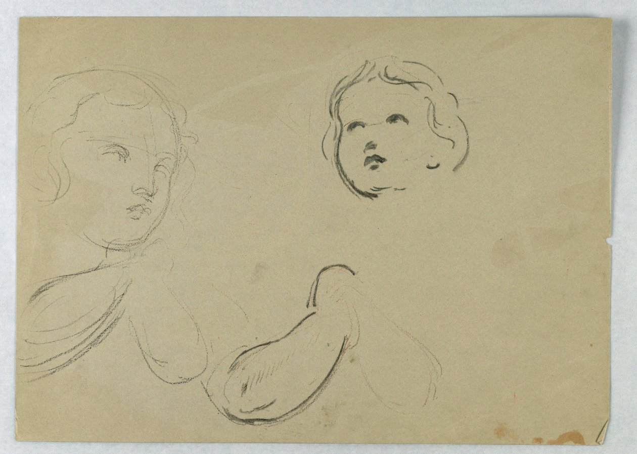 Disegno, studio della testa e delle braccia di un bambino, 1840-45 da Daniel Huntington