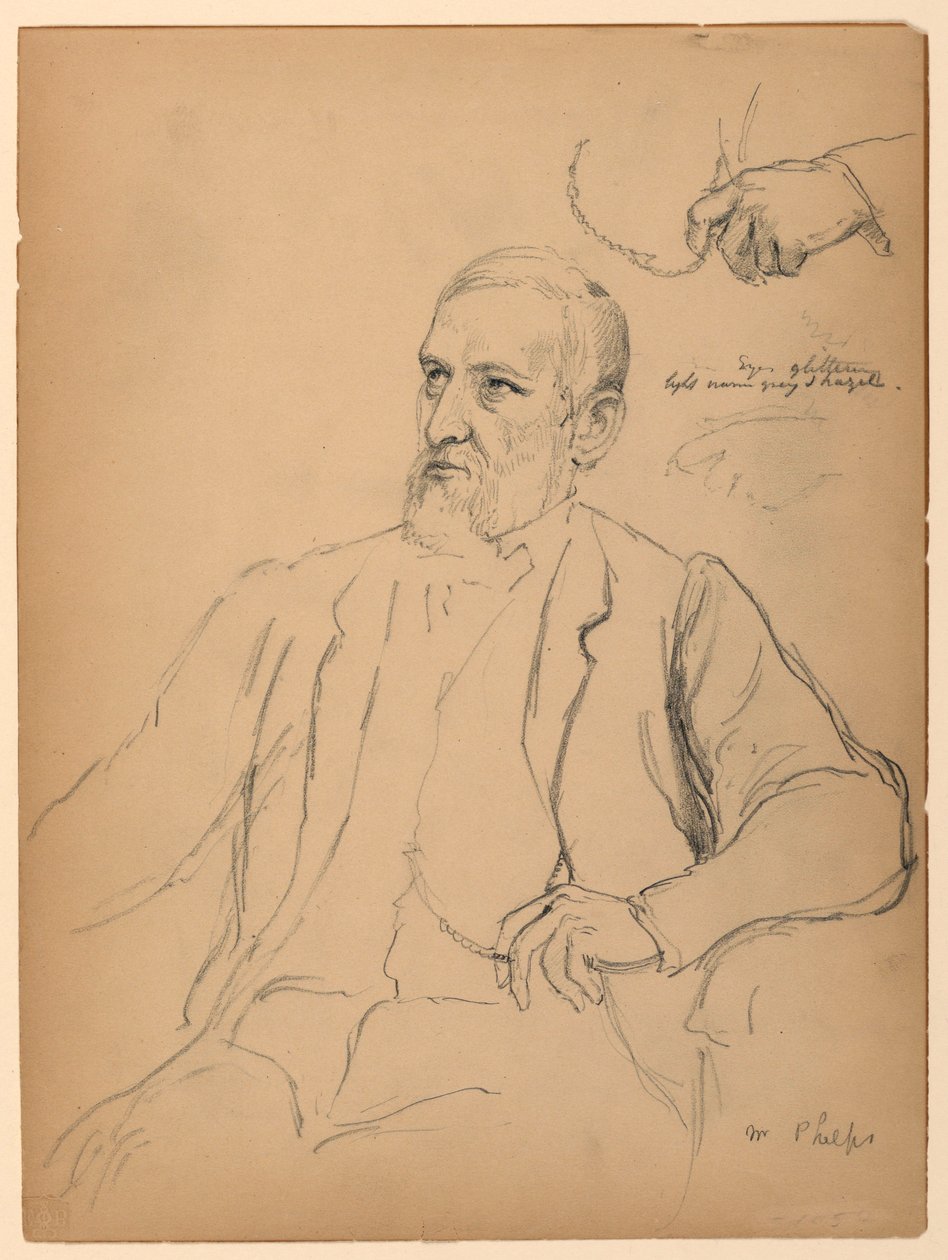 Disegno, John Jay Phelps seduto, S, 1863 da Daniel Huntington