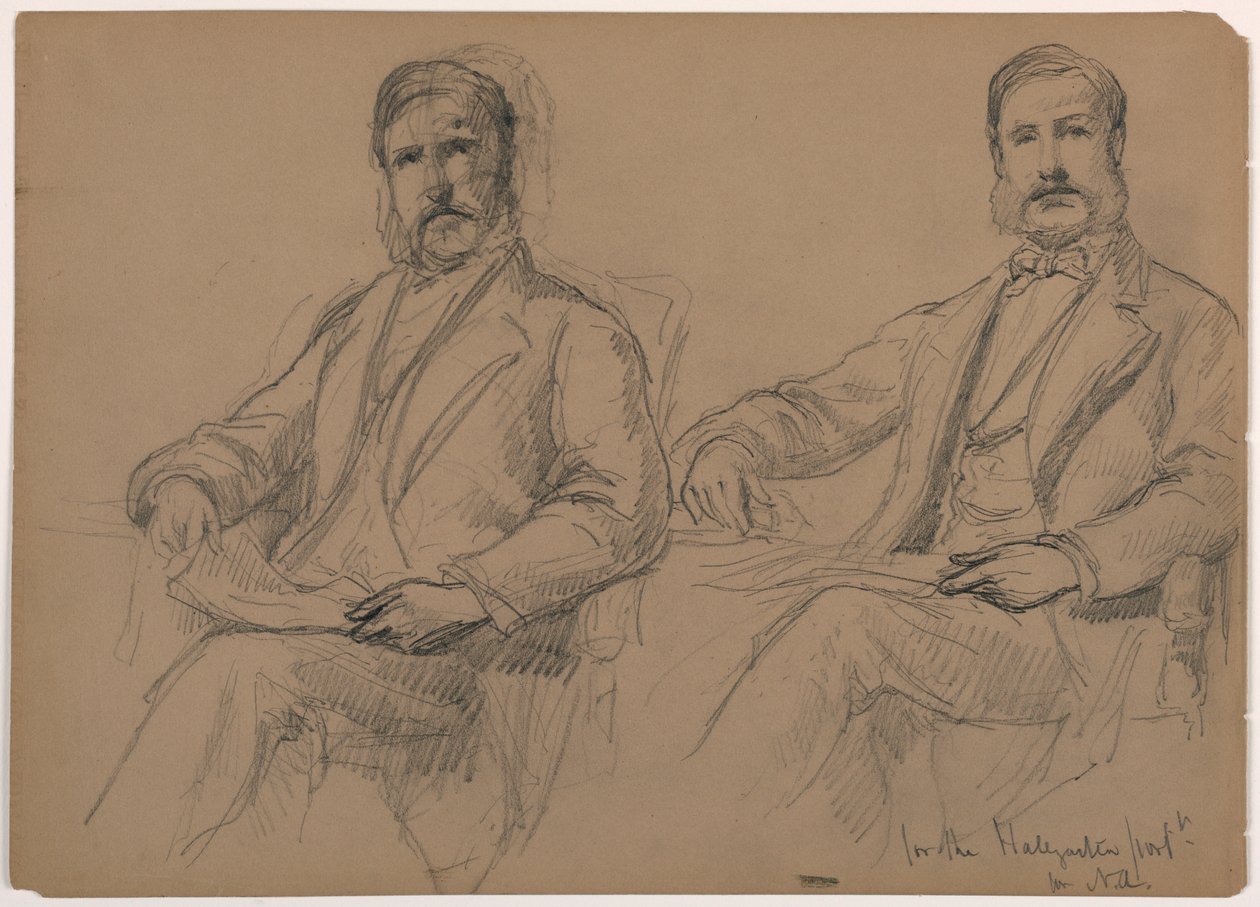 Disegno, Julius Hallgarten seduto, due studi; verso: Mr. Hunt in piedi, 1884 da Daniel Huntington