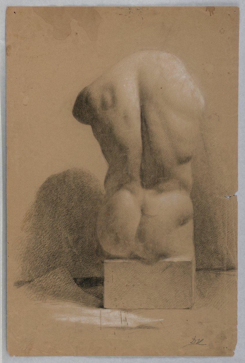 Disegno, Torso maschile da un gesso, 1840 da Daniel Huntington